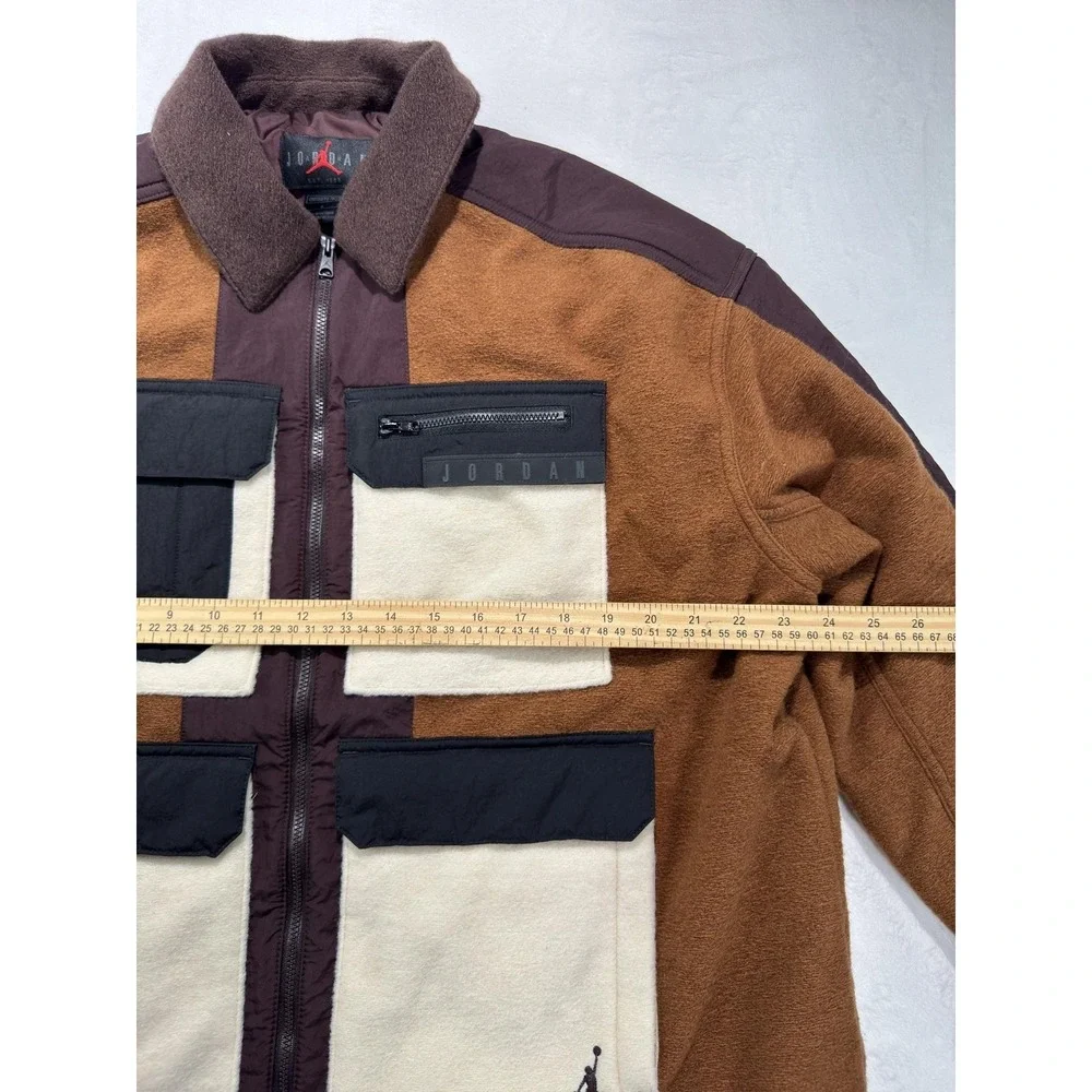 Jordan Jacket Mens Large Brown Tan Colorblock Fleece Pockets Full Zip DJ2735-204